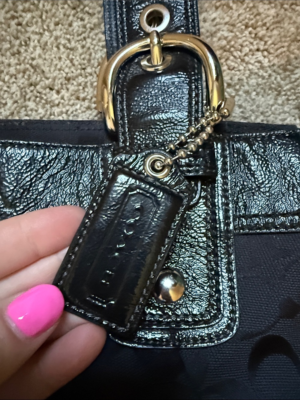 Coach Soho Pleated Signature Tote in Black - Gem
